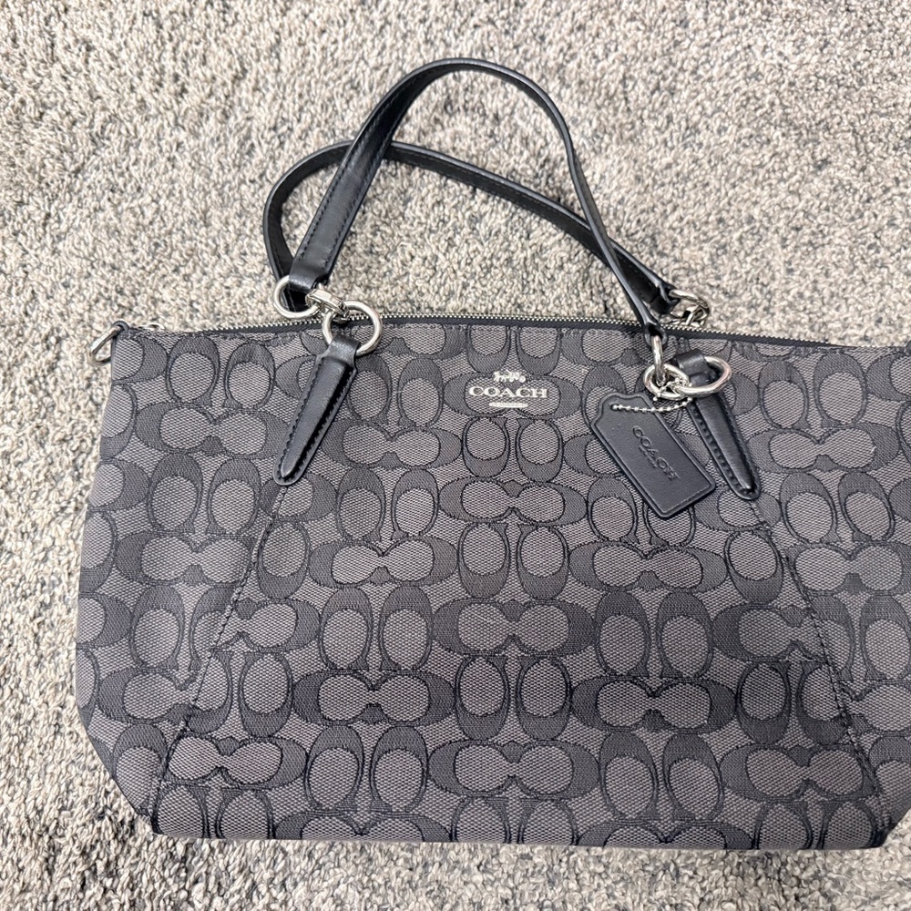 Coach Black & Charcoal Signature Jacquard Tote